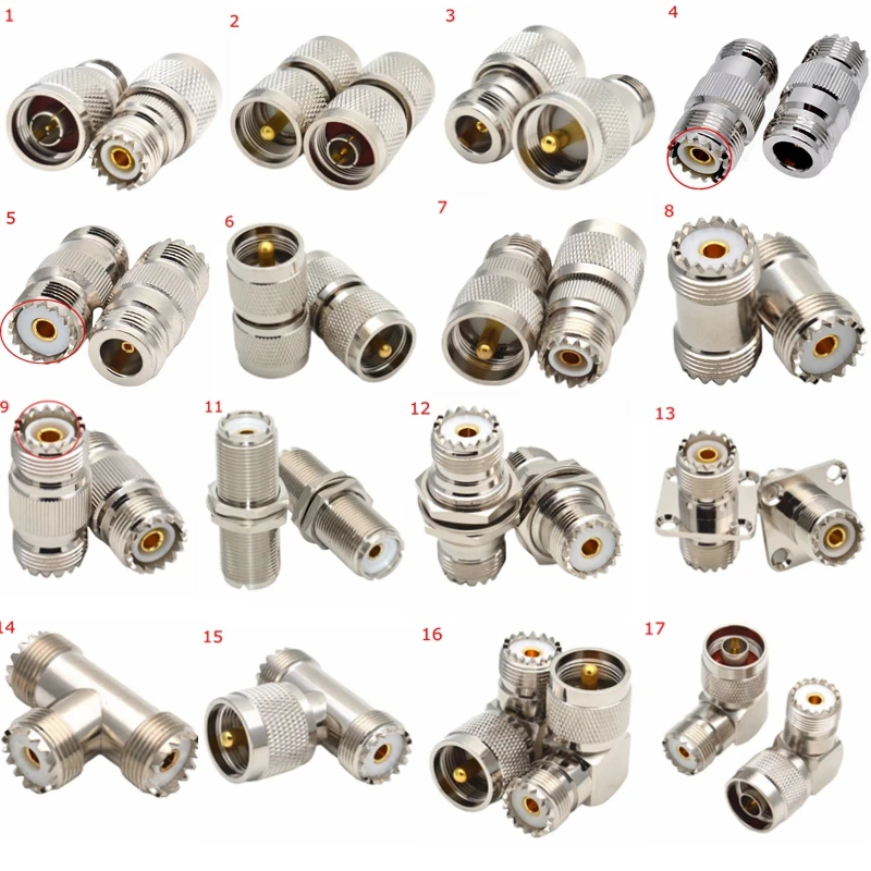 UHF SO239 PL259 SL16 إلى N نوع ذكر موصل سالب 90 درجة زاوية PL259 SO239 UHF المحملة نوع 3 طريقة الخائن RF محوري محول