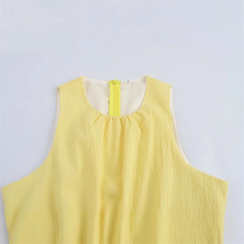 Em camadas babados hem design verão sem mangas vestido feminino casual festa wear chiffon elegante moda roupas