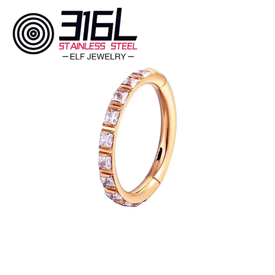 Wholesale Crystal 316L Stainless Steel Must Hoop Nose Ring Ear Piercing Resale Jewelry