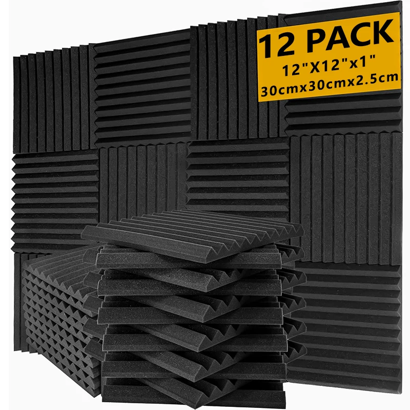 

12Pcs Sound-Absorbing Foam Acoustic Foam Panels Wall Soundproofing Studio Treatment Material for Noise Control