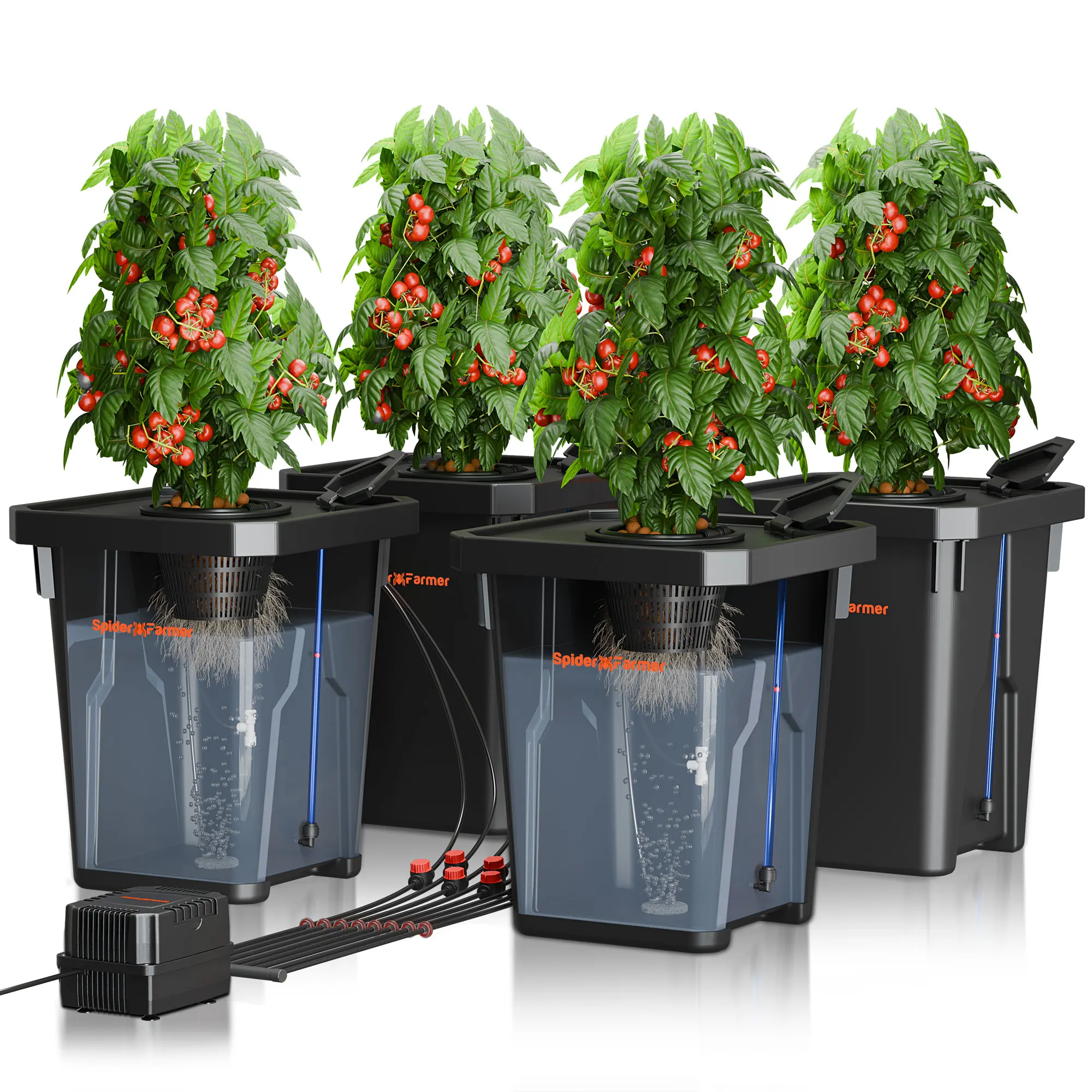 Sistema hidropónico Spider Farmer DWC Cultivo de aguas profundas de 7 galones con 4 cubos