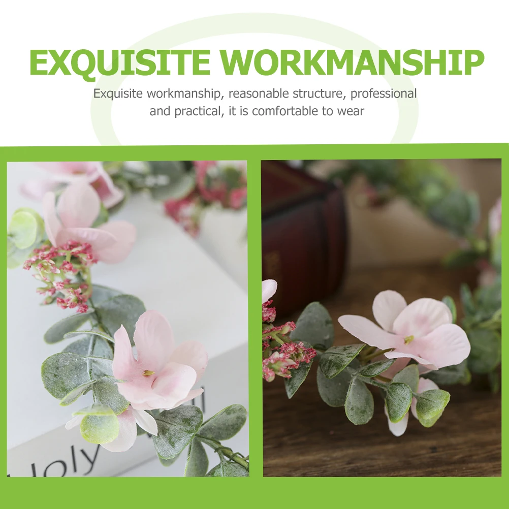 

Eucalyptus Wreath Headband Flower Crown Decor Bride Headdress Flocking Bridal Hair Accessories Wedding Party Photos