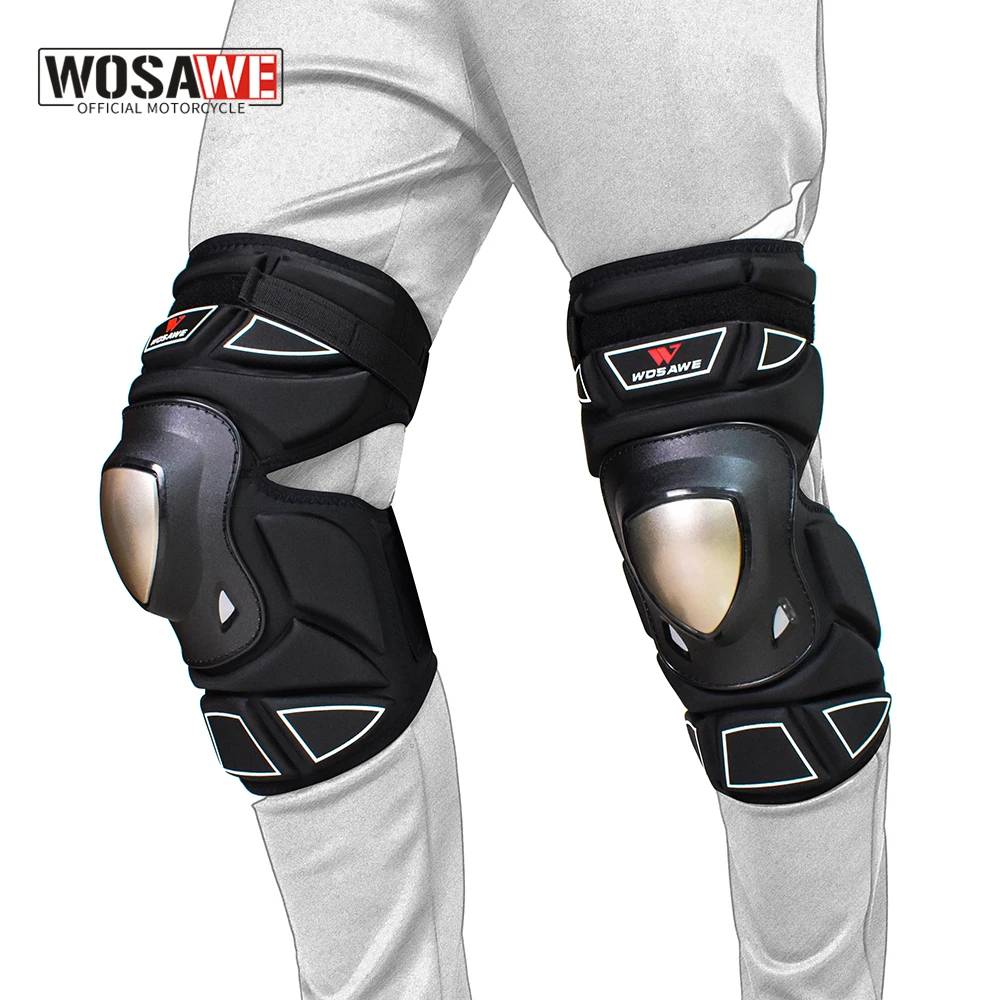 

WOSAWE Motorcycle Knee Protection Stainless Steel Moto Elbow Knee Pads Motocross Racing Protective Gear Protector Guards Kits