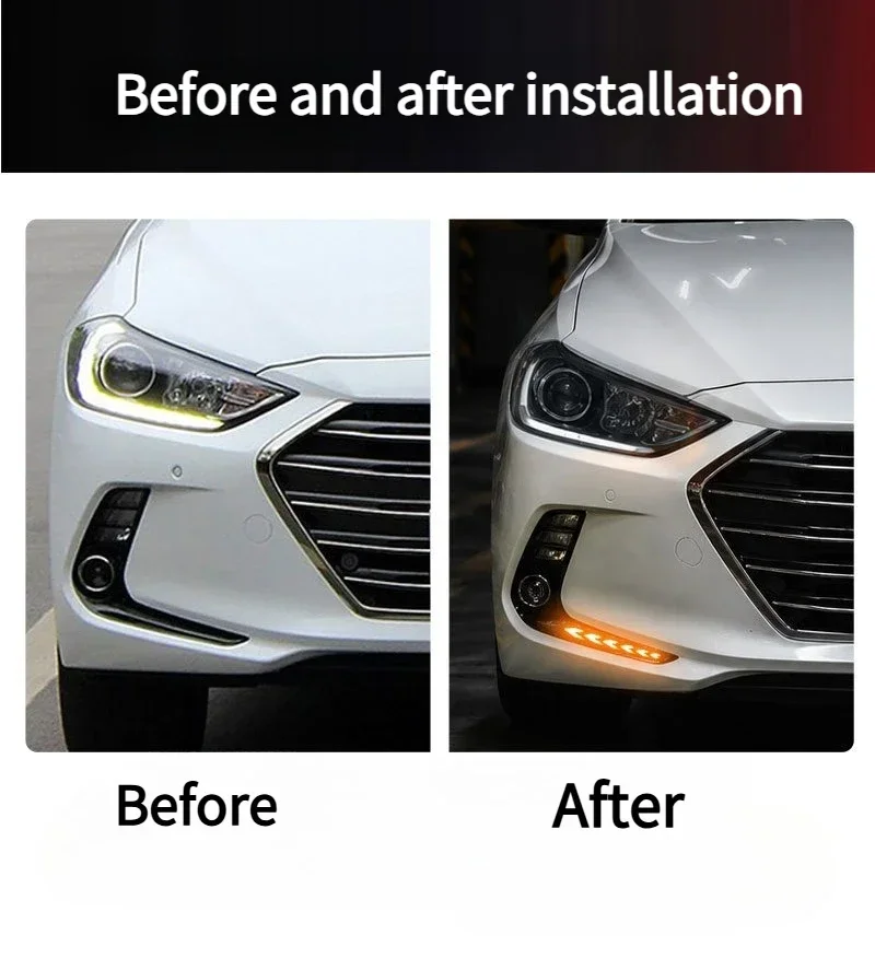 DRL For Hyundai Elantra 2016-2018 Car LED Daytime Running Light Driving Yellow Turn Signal Decorative Lamp Car Accessories detail image 4