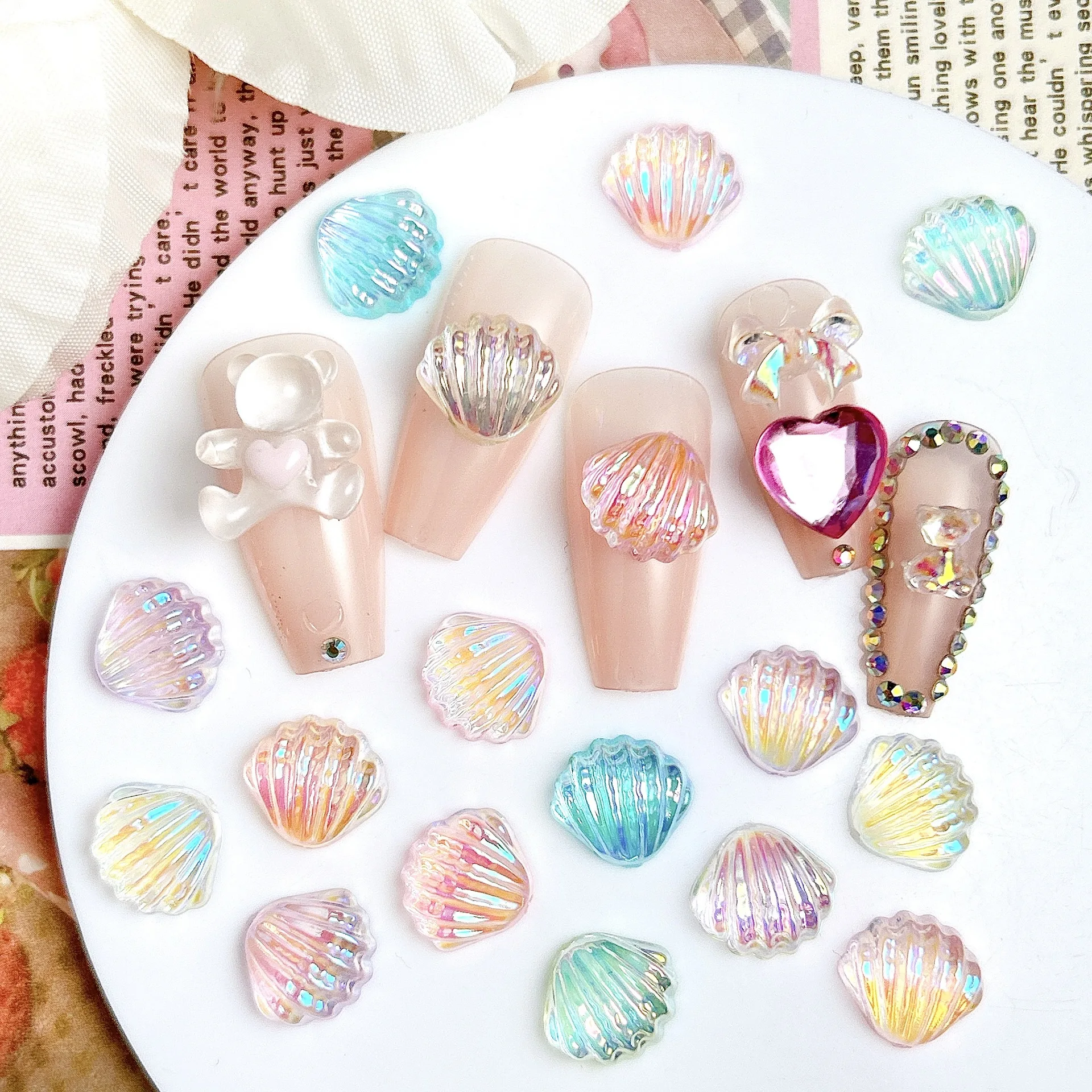10Pcs Aurora Resin Scallop She - Phone Accessories Clipart recension och pris