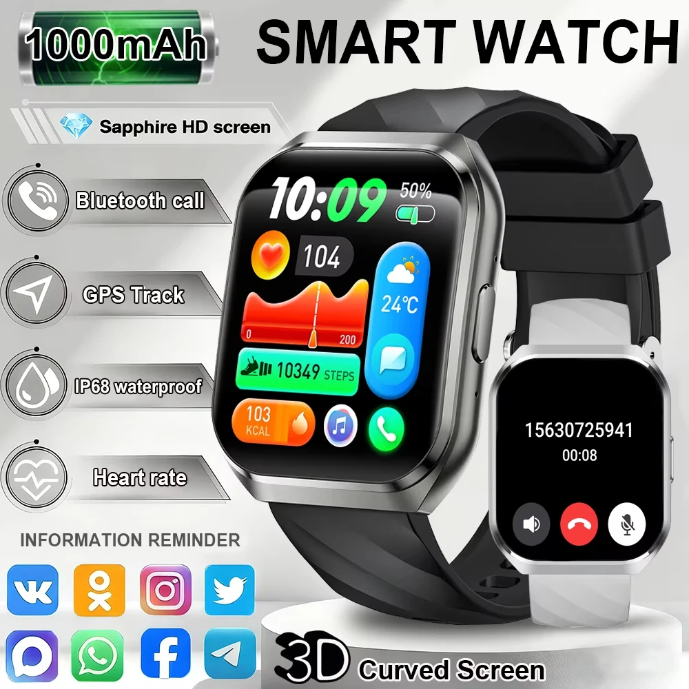 

1000mAh Long Battery Life Waterproof Bluetooth Call Full Touch 1.83 inch Smart Watch New Smartwatch For Men Women Fitness Sports