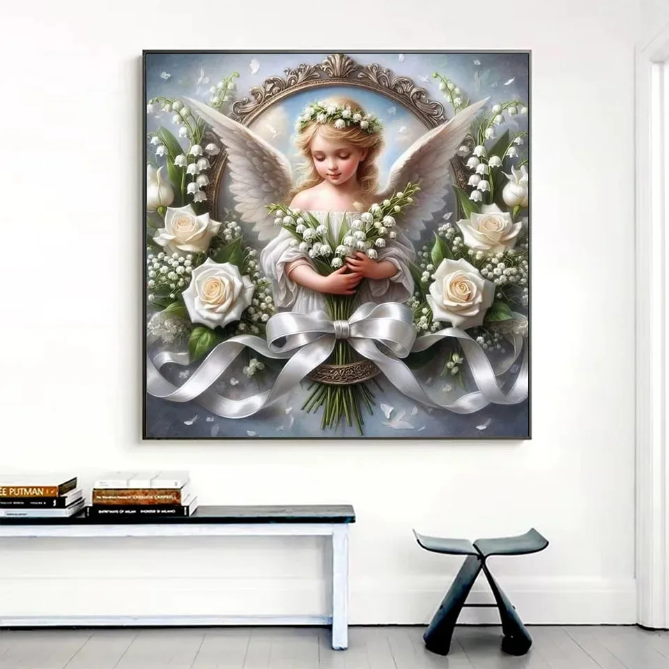 New Arrivals Diamond Art Painting Angel Girl Sister Full Drill Mosaic Flower Diy Diamond Embroidery Portrait Kit Gift Home Decor