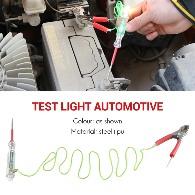 Automotive Circuit Tester, Test Light Automotive 3-24 Volt DC Voltage Tester, Dual Probes PU Antifreeze Cable,2Pcs