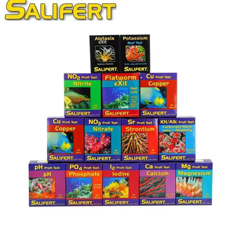 Salifert Kit Ca Calcium Cu I2 KH Mg NH4 Ammonia NO2 Nitrite NO3 Nitrate PH PO4 Sr Potassium Water Test Reef Tank