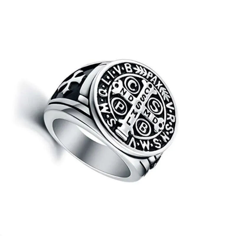 1pcs Vintage Ring Men Shi Hip Hop Trendy Snowflake Rune Knight Compass Multiple Patterns Zinc Alloy Antique Jewelry