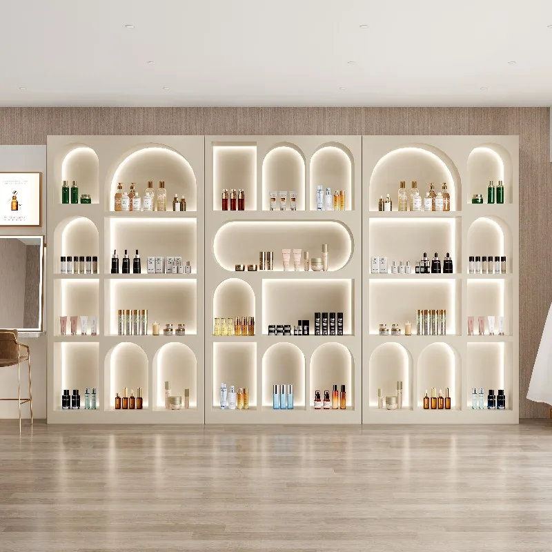 

American Solid Wood Beauty Salon Display Cabinet Modern High-end Skin Care Products Display Cabinets Shelf Office Furniture FYMC
