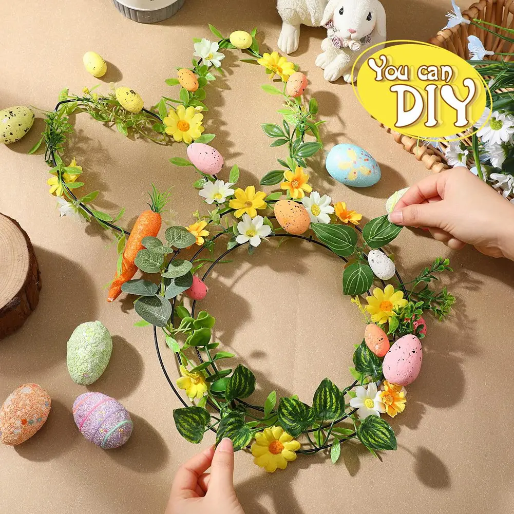【A75U】 Metal Frame Linear Easter Flower Garden Tinsel Easter DIY Craft Holiday Hanging Ornaments