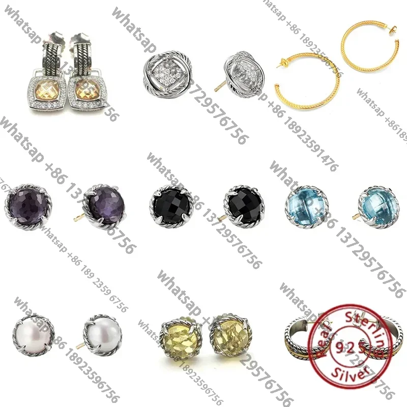 Diverse Selection of S925 Silver DY Earrings with Gemstone Decorations for Party Favors