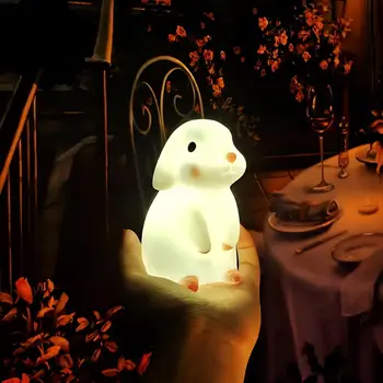 矽膠夜燈臥室裝飾燈紐扣電池供電月光卡通動物燈兒童禮物裝飾燈 8 最佳銷售 月光 - №5