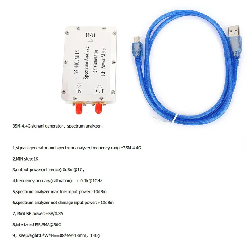 

【Superdeals】35-4400Mhz Spectrum Analyzer CNC Aluminum Alloy Shell Source Power Meter