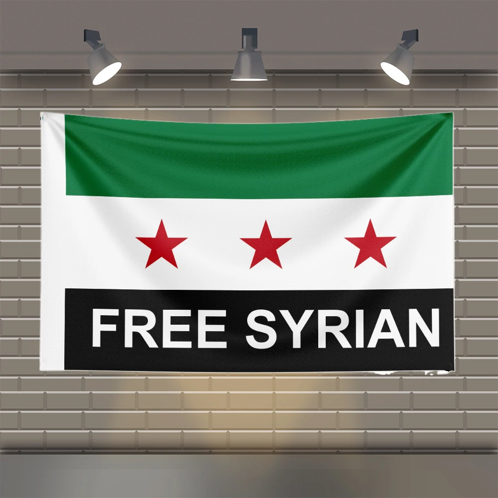 3X5FT Free Syrian Flag Syrian Arab Republic Syria Three Star Flag Revolution Hanging Home Garage Decoration Flag Syrian Flag