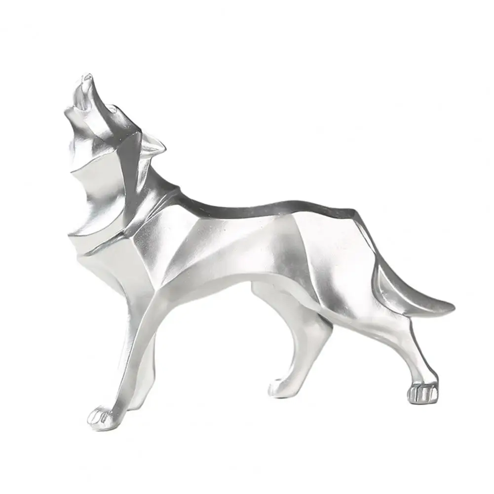 Abstract Statue Geometric Wolf Ornament Abstract Art Statue for Home Office Room Decoration Synthetic Resin Wolf for Desktop