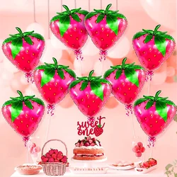 5pcs 25Inch Strawberry Foil Balloons Girls First Birtday Party Decoration Wedding Berry Party Backdrop Decor Supplies Globos