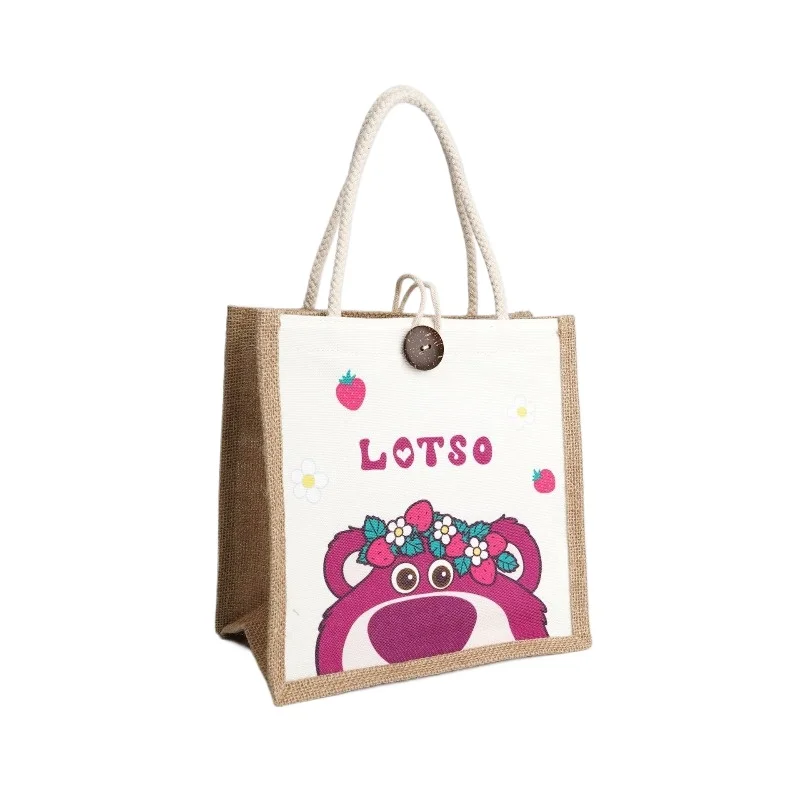 

Disney Luxury Handbag Purse for Women Cotton Linen Tote with Lotso Alien Kawaii Shoulder Bag