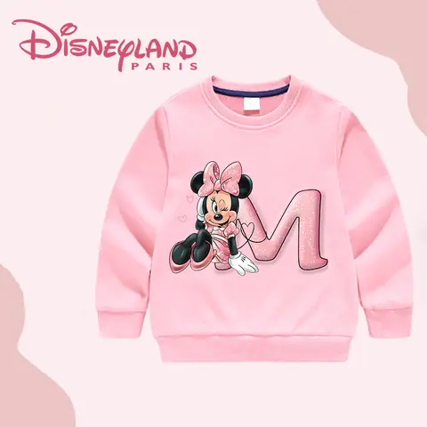 Mickey Minnie Mouse Sweatshirt Cotton Kids Sweatshirt Spring Autumn Baby Tops Cute Cartoon Pink Letter Crew Neck Clothing Gifts