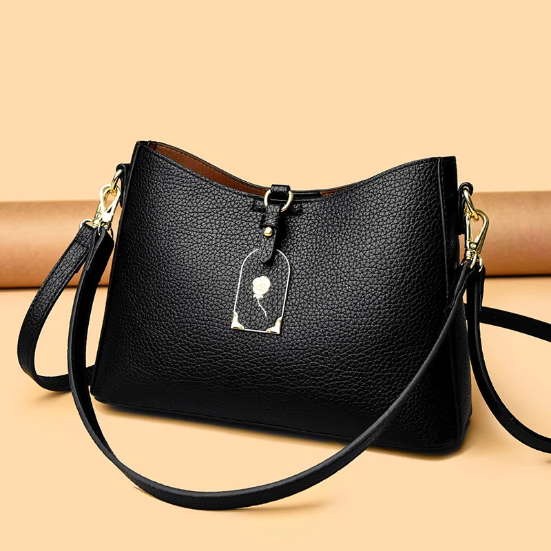 

Women's Large Capaci Buet Bag 2025 Faionable oulder Crossbody Bag Soft PU Leather Commuter Bag for Middle-Aged And El