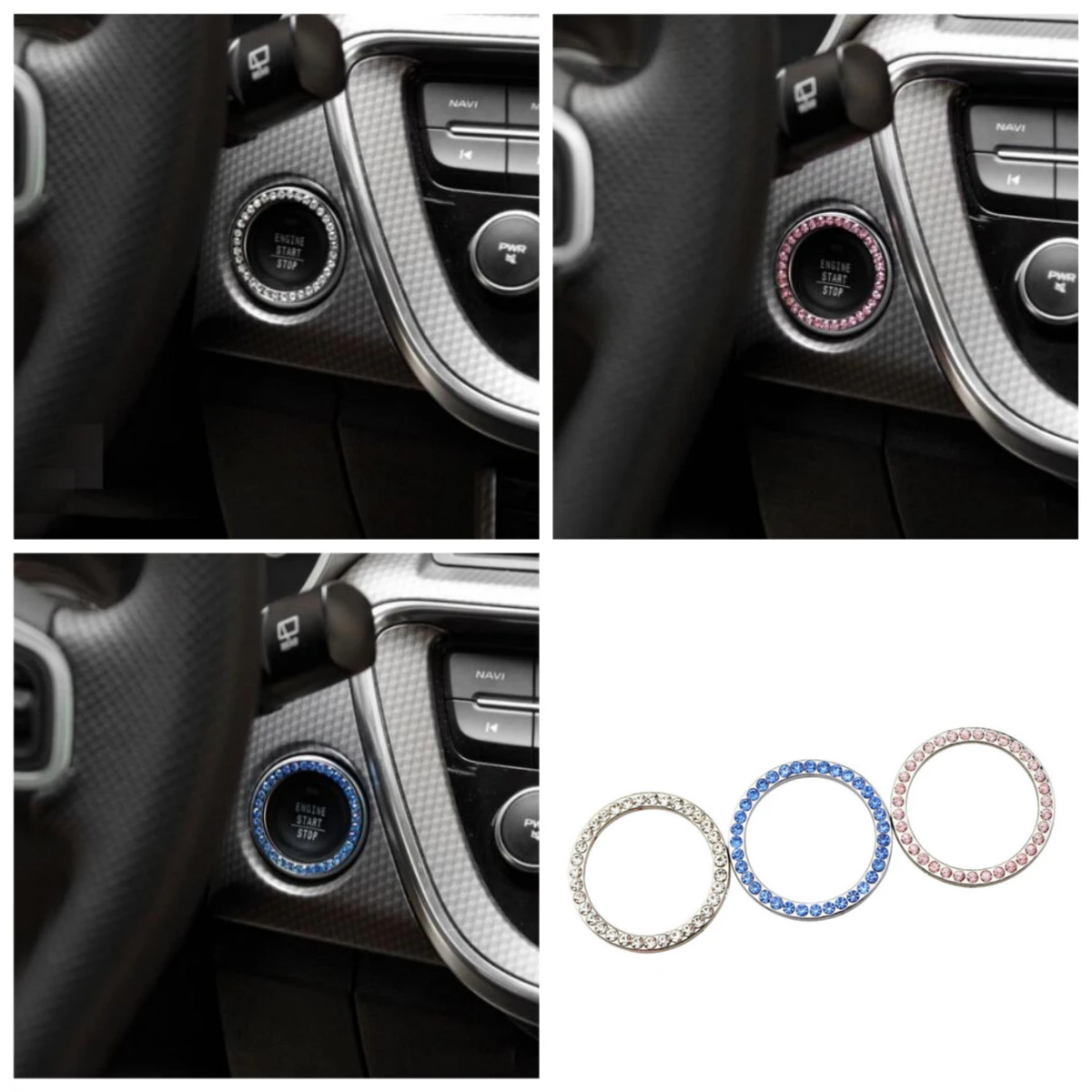 Car Lgnition Key Ring Diamond Rhinestone Stickers for Auto Motorcycle Styling Bling Decoration Key Circle Button Car Accessories