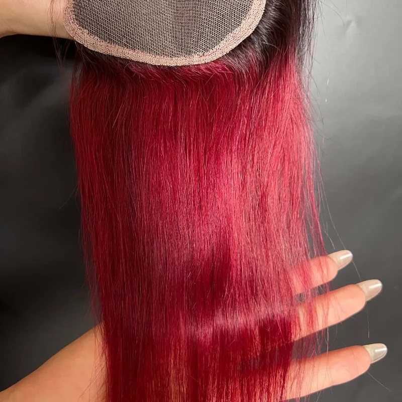 14A Цвет 1B/99J Прямые 4x4 Прозрачные кружевные застежки 100% необработанные бразильские человеческие волосы Remy Предварительно выщипанные детские волосы