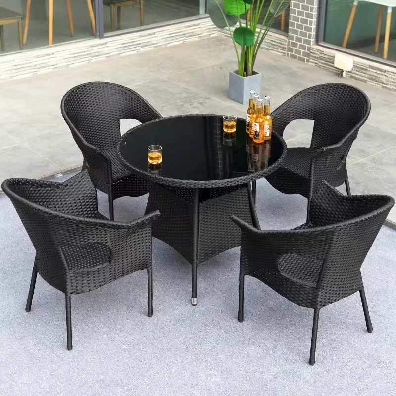 outdoor garden furniture five-piece combination rattan balcony casual rattan tables and chairs five-piece simple villa chairs