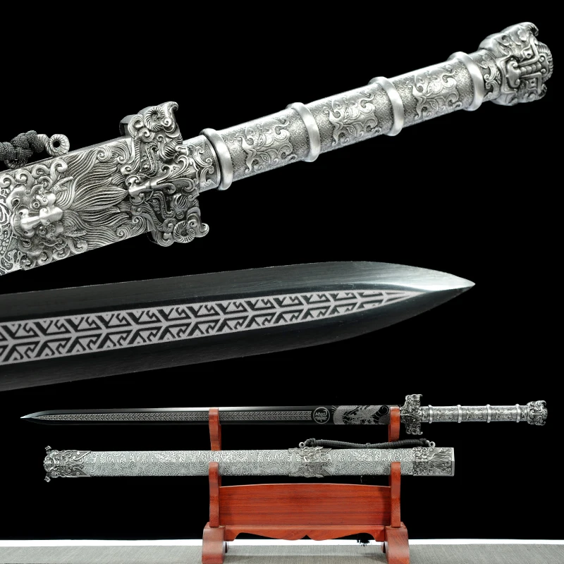 Tradition Han Jian Sword T10 Steel Blade Real Full Tang Ready Training Martial Art Swords Lucky Dragon Katana Home Decor
