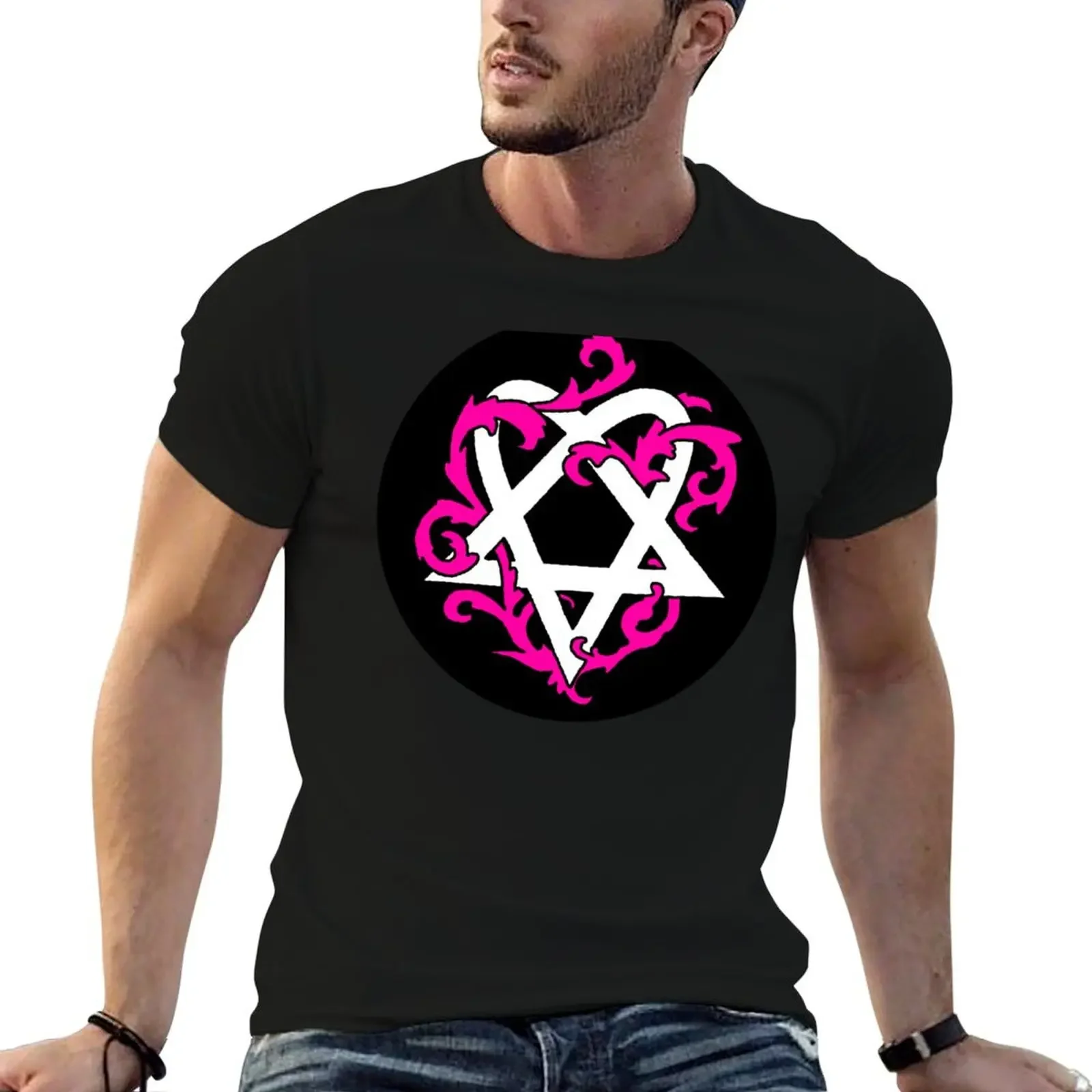 Ville Valo Heartagram Tattoo T-Shirt cotton graphic tees designer shirts heavyweight t shirts for men