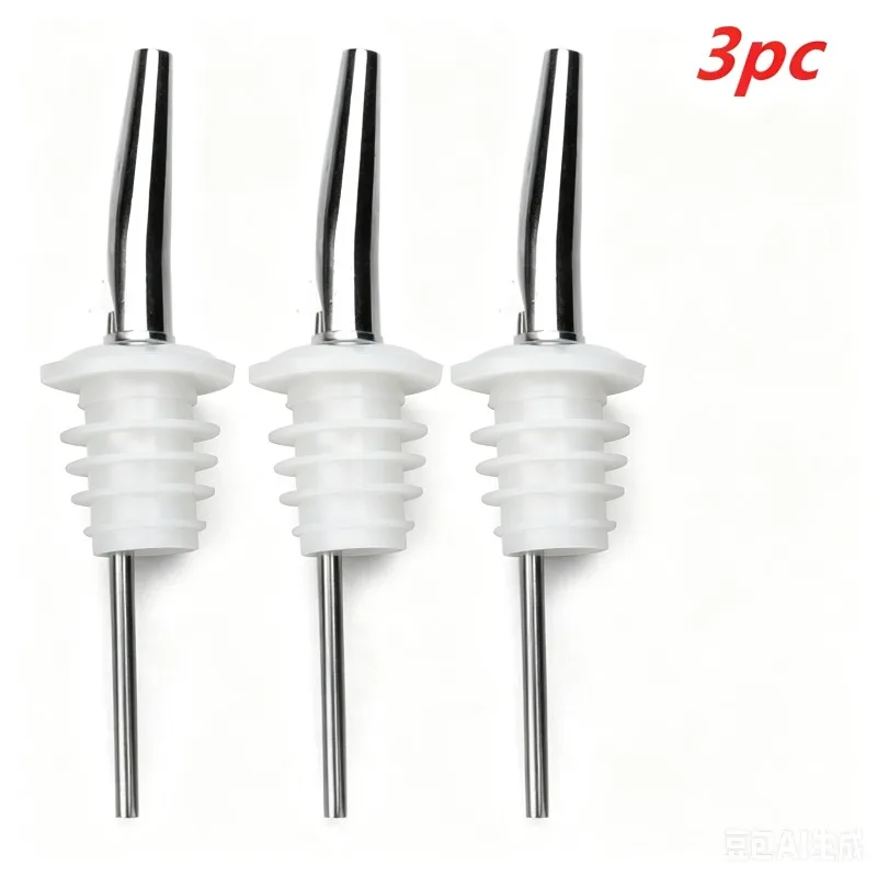 3pcs Stainless Steel Wine Olive Oil Pourer Dispenser Spout Glass Bottle Pourer Cap Spout Stopper Mouth Dispenser Bartender
