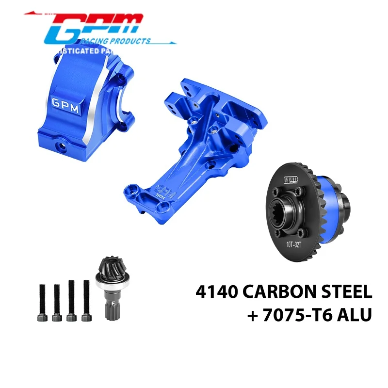 GPM XRT12KIT 4140 Carbon Steel + 7075 Alloy Front Complete Diffs & Upper Bulkhead & Diffs Housing For TRAXXAS 1/5 X-M RC Upgrade