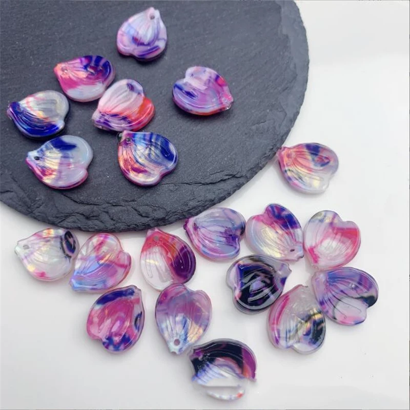 

10Pcs/Lot New Torus Acetic Acid 15MM Heart Flower Beads Petals Charm Connectors Diy Earrings Jewelry Making Resin Acessories