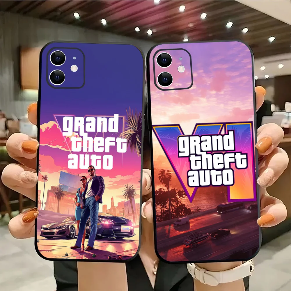 G-GTA 6 G-Grand Theft A- Auto VI Phone Case Silicone Soft For IPhone 16 15 14 13 12 11 Plus Pro Max Plus