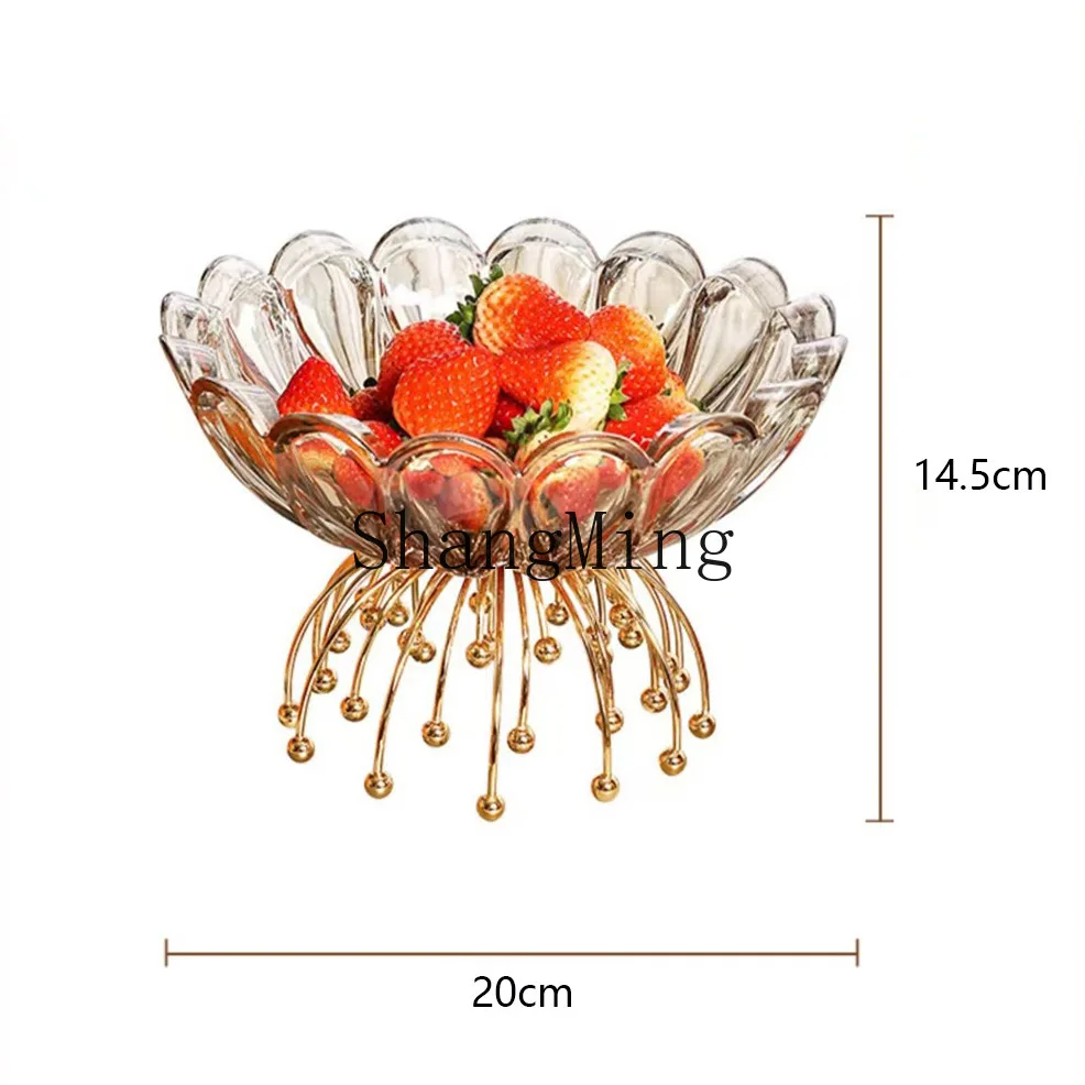 

DSA light luxury fruit plate creative living room tea table zero food dried fruit high foot metal glass fruit plate wholesale