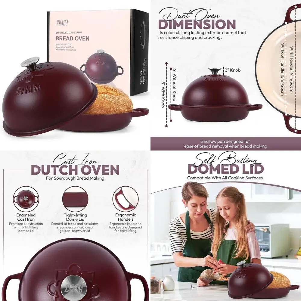 

Эмалированная чугунная жаровня с крышкой или антипригарная форма для выпечки хлеба, матовая отделка, элегантный дизайн и удобная ручка