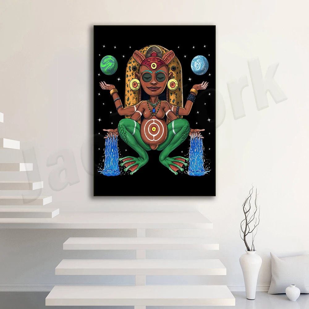 Atabey Taino Goddess Canvas Poster - Puerto Rico Poster - Taino Symbol Art Print - Taino Room Wall Decor