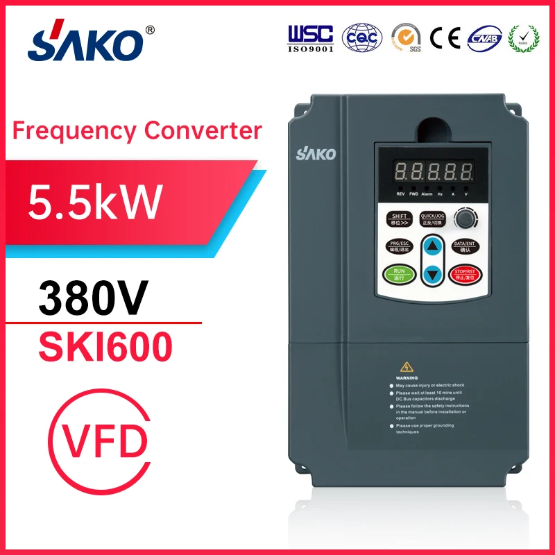 Sako SKI600 380V 5.5KW VFD Variable Frequency Drive Converter for Motor Speed Control Inverter