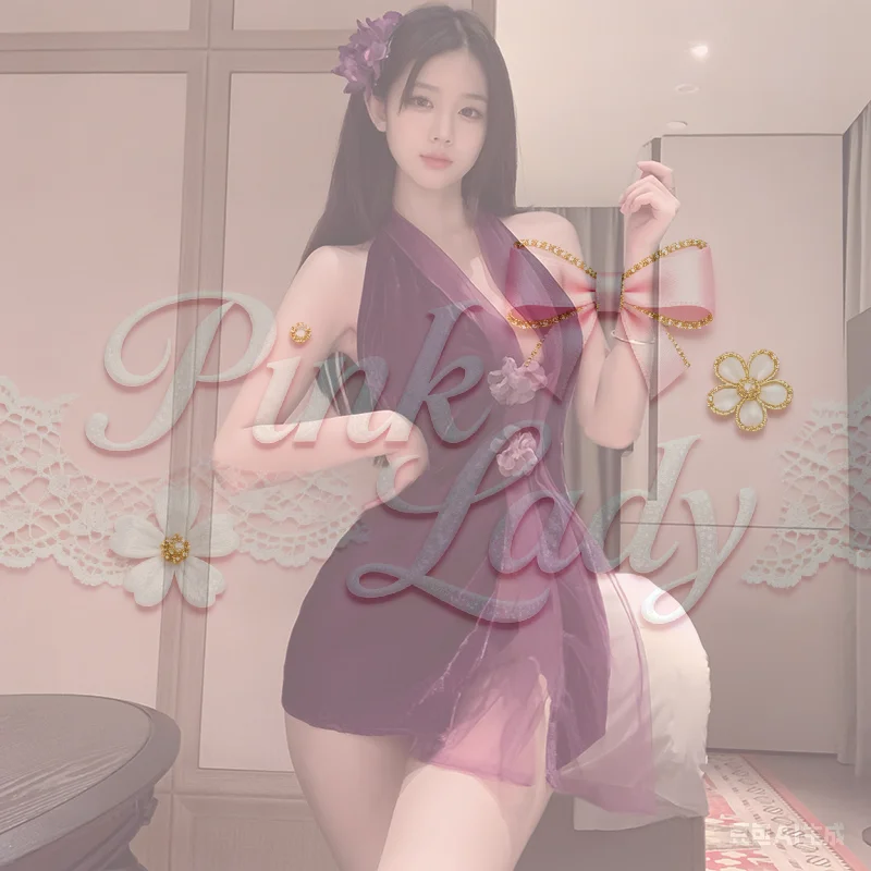 

Сексуальное женское белье фиолетовый бархатный Cheongsam с разрезом Pure Desire униформа женский пижамный комплект