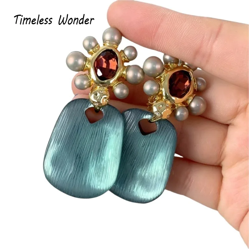 

Timeless Wonder Fancy Geo Resin Leaf Clip on Earrings for Women Designer Jewelry Punk Luxury Brand Trendy Runway Rare Top 1377