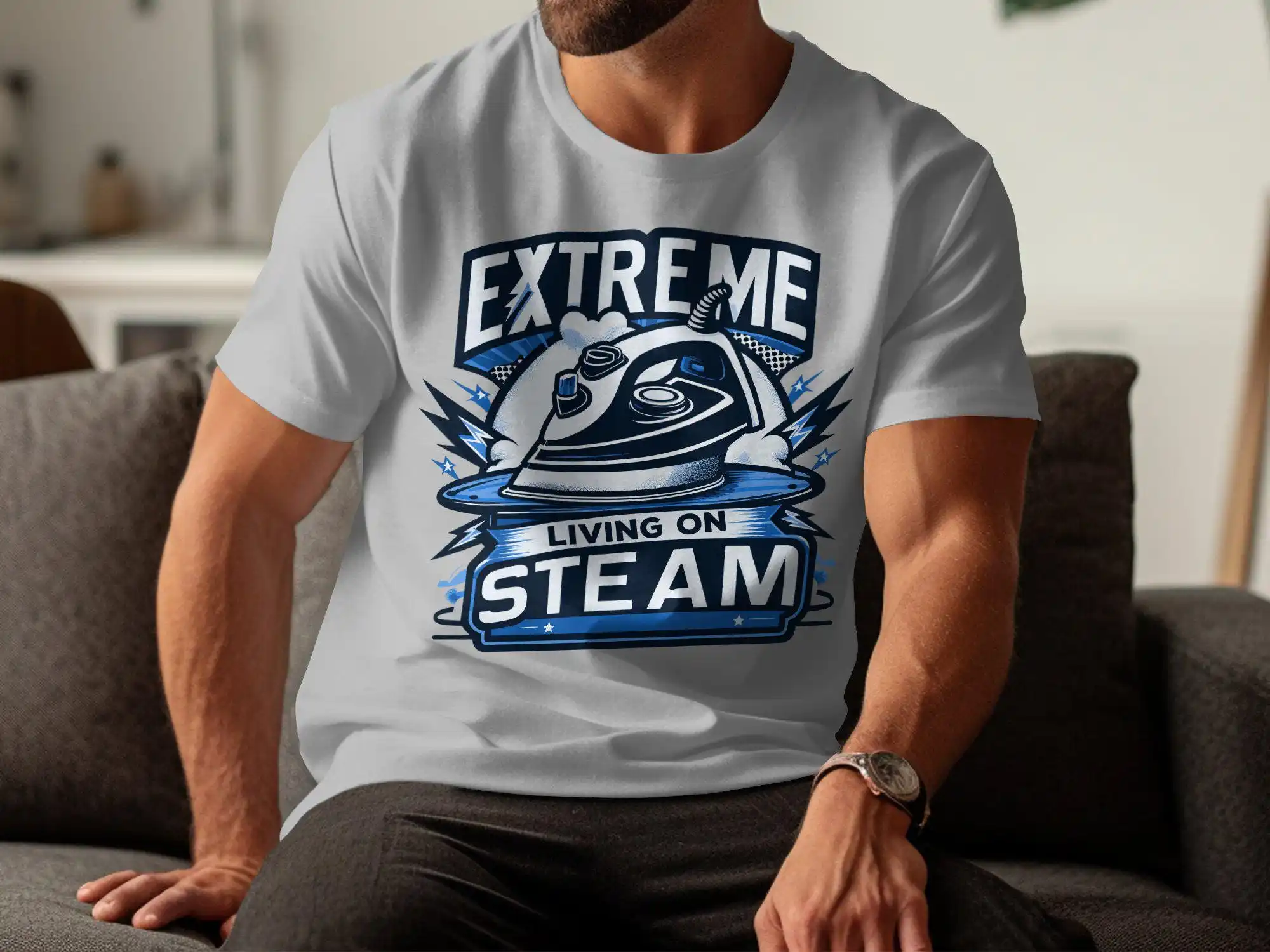 

Футболка Extreme Living On Steam Trucker Lifestyle Железный топ с принтом Уличная одежда для глажки Идея уникального дизайна
