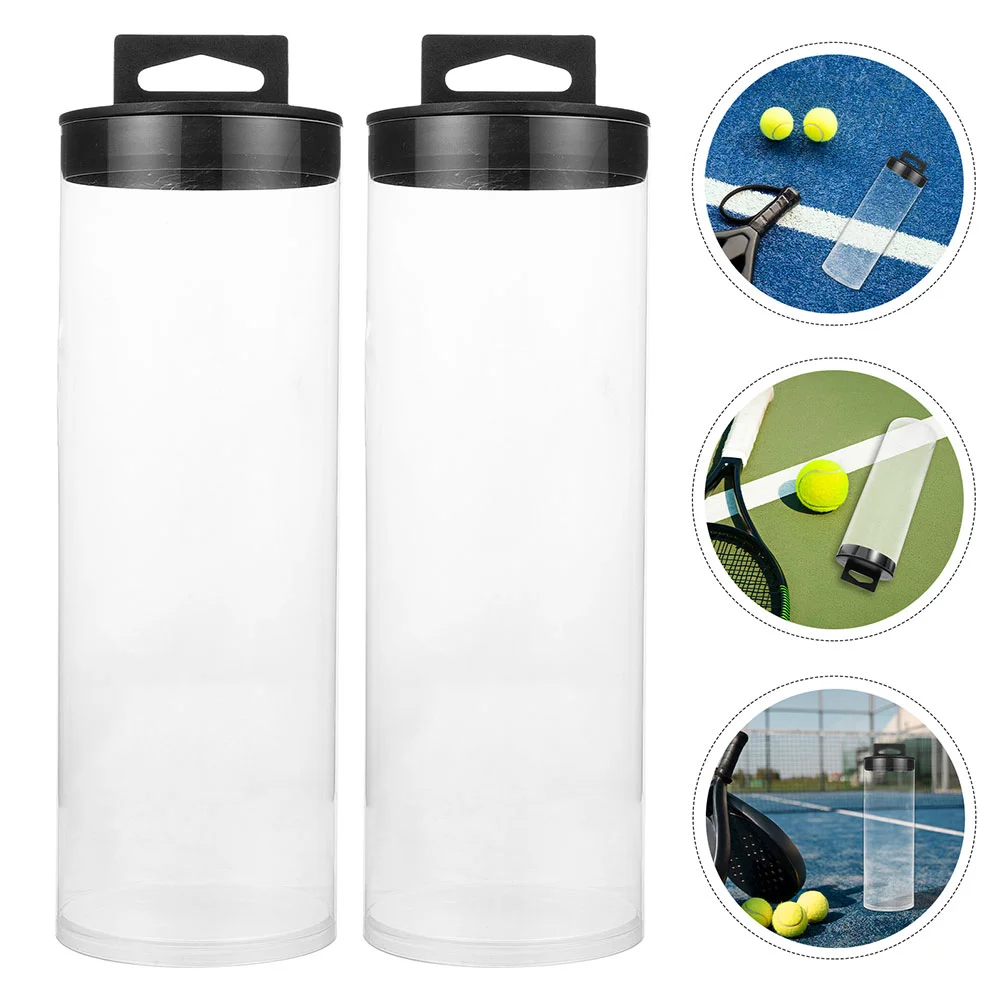 2 Pcs Tennis Balls Transparent Tube Little Holder Storage Pickle Clear Container for Supply Black Convenient Practical