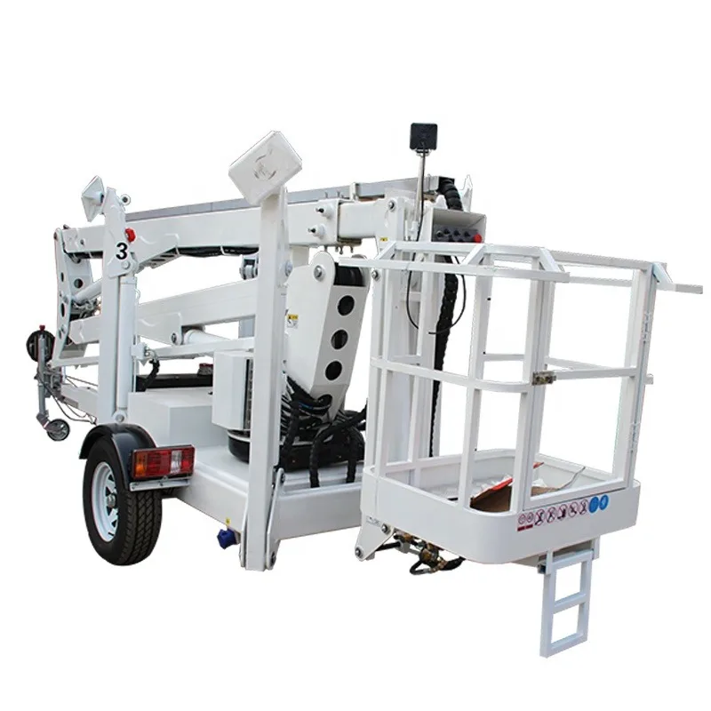 Hydraulic Articulated Trailer Cherry Picker Manual Towed Small Electric Man Lift