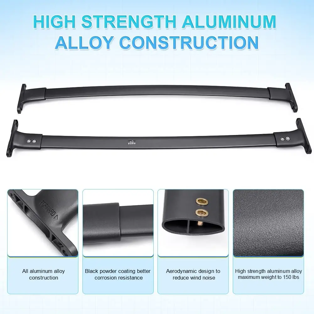 2Pcs Roof Bars for Ford Explorer 2016-19 SUV Aluminum Alloy Side Bars Cross Rails Roof Rack Luggage Carrier With Side Rails