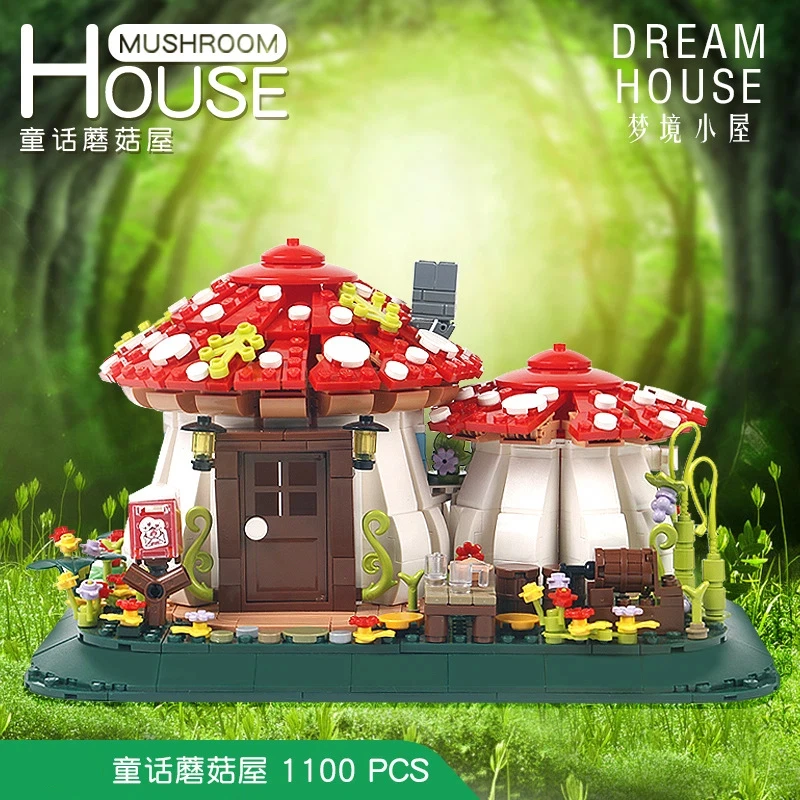 1100 قطعة مدينة الإبداعية خرافة الفطر منزل نموذج اللبنات MOC قرية حلم البيت مايكرو الطوب لعب للأطفال الهدايا #4