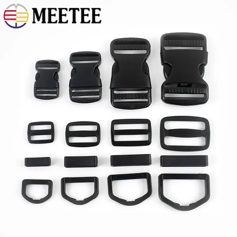 2/5Sets 20-50mm Plastic Quick Side Release Buckle Bag Strap Tri-Glide D Ring Webbing Adjust Clasp Hook Pet Collar Accessories