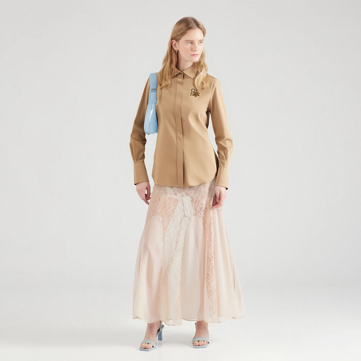 CHCH Women's Half length Skirt 2025 New Khaki Business pleated Skirt Knee length Skirt