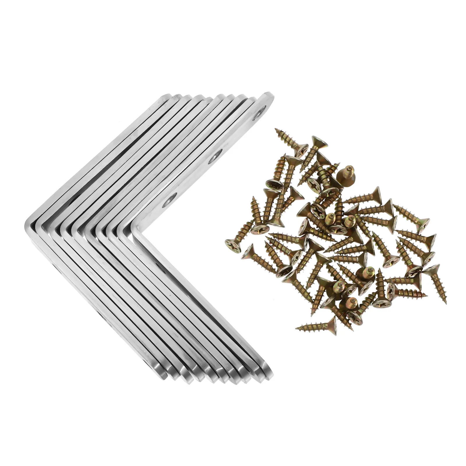 Silver Stainless Steel L Shaped Code Corner Bracket Rust Proof Furniture Fixed Bracket Ideal Cabinet Wardrobe Chair Fixing