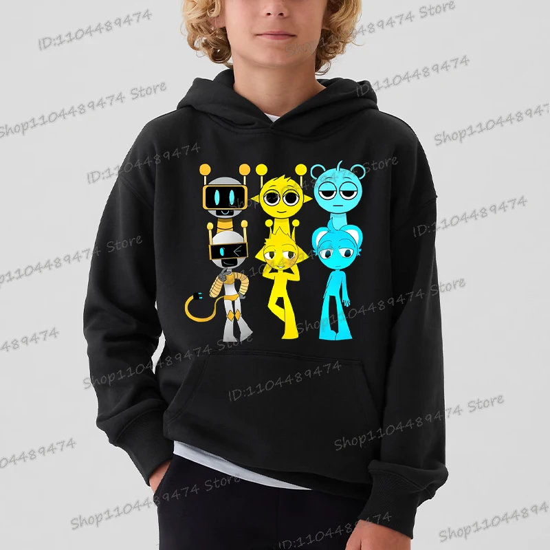 

Funny Sprunki Figure Incredibox Game Kids Hoodies Cartoon Sprunki Pullover Boys Girls Long Sleeve Fashion Horror Games Hoodie