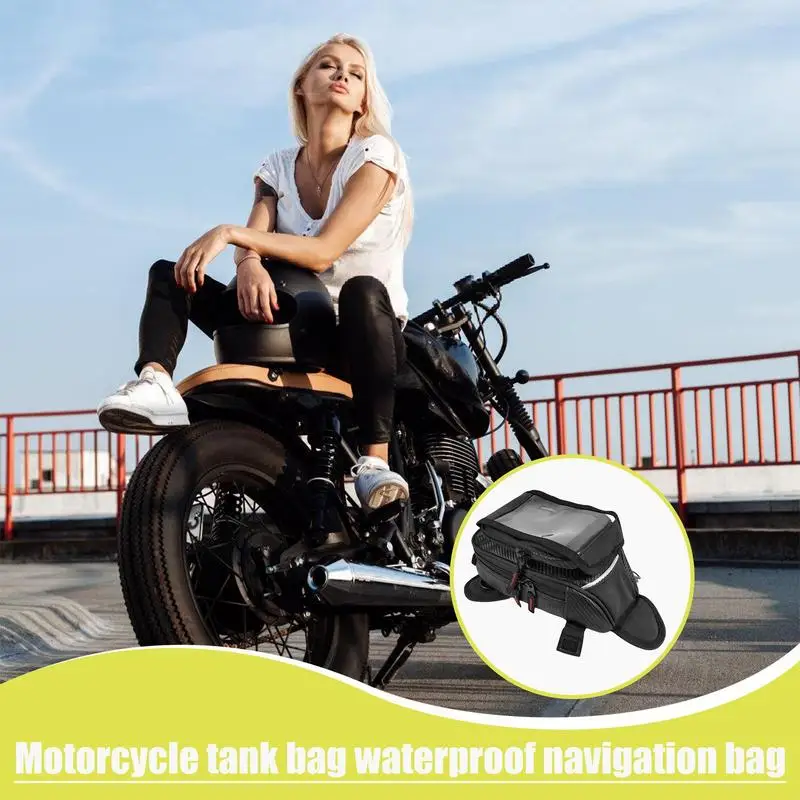 

Motorcycle Tank Bag Magnetic Tank Bag Transparent Pocket Waterproof Rain Cover Magnet Navigation Saddlebag Touch Screen Bag For